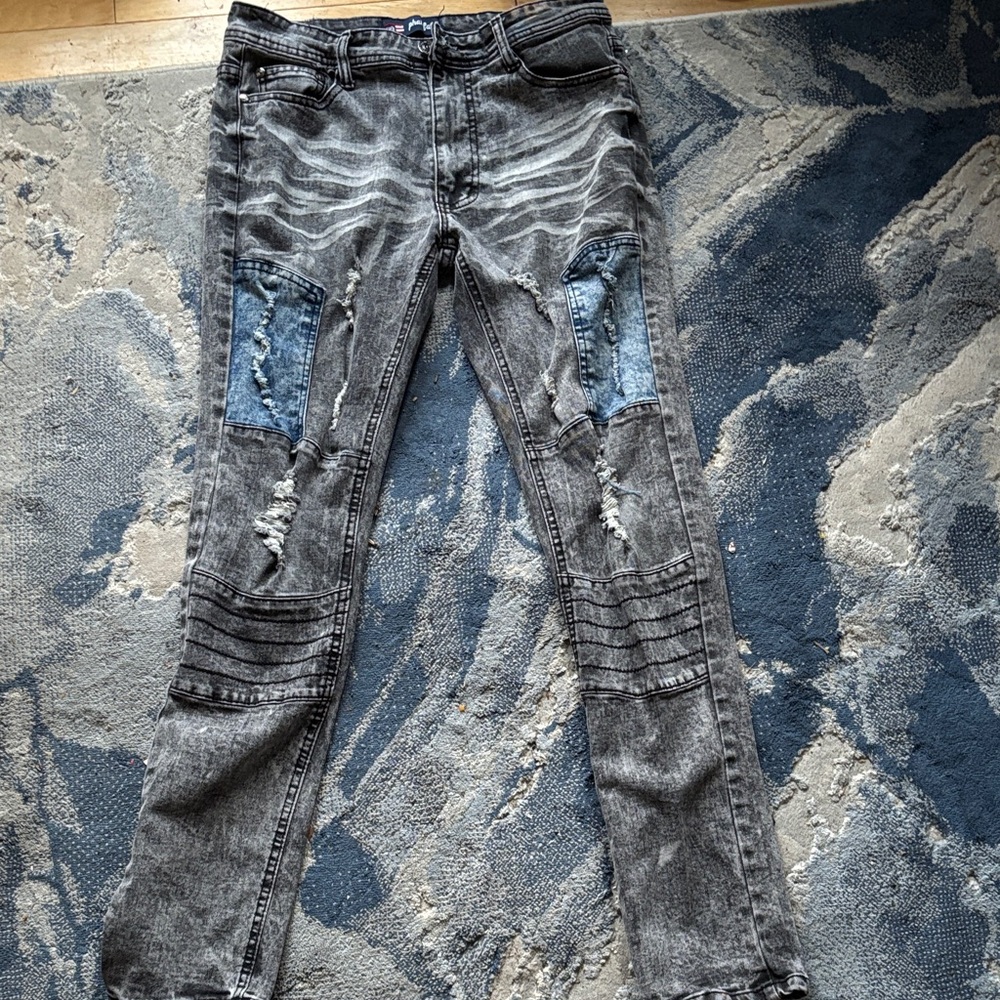 Phat Farm Gray and Blue Slim Straight Jeans